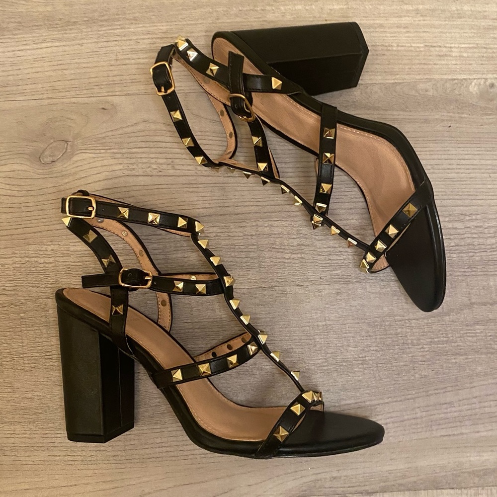 black studded sandals - 8.5